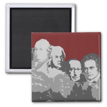 Mount Rushmore Of Composers Red Magnet by ChordsAndStrings at Zazzle