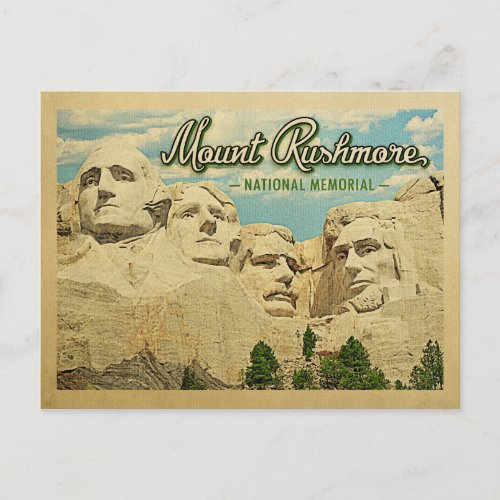 Mount Rushmore Postcard Vintage National Memorial