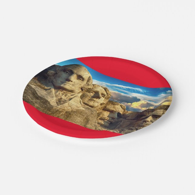 Mount Rushmore Presidential Memorial Paper Plates (Angled)