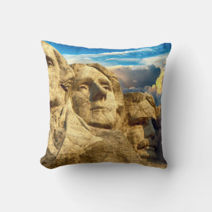 Mount Rushmore Presidential Memorial Throw Pillow
