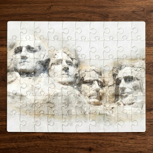 Mount Rushmore Presidential Watercolor Art Jigsaw Puzzle