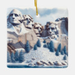 Mount Rushmore Snow Christmas Ceramic Ornament<br><div class="desc">Went on the road trip, had a blast, and realized you forgot something for your neighbor watching your cat? (Or just a happy little reminder for yourself?) No worries! Our souvenirs are guaranteed to bring back the good memories if you forgot to stop at the gift shop. Pick up this...</div>