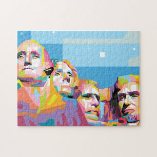 Mount Rushmore South Dakota Colorful Pop Art Jigsaw Puzzle