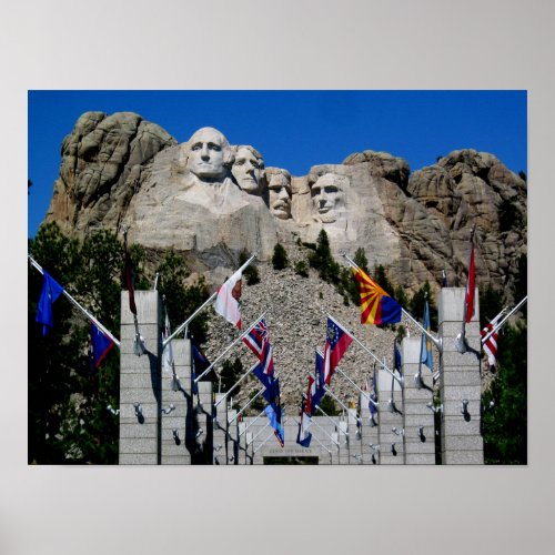 Mount Rushmore South Dakota Flag Souvenir Poster