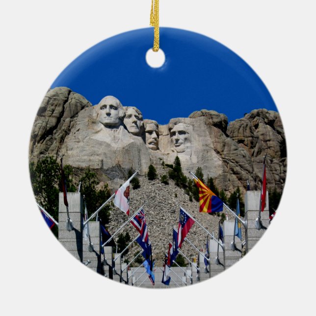 Mount Rushmore South Dakota Souvenir Ceramic Ornament (Back)