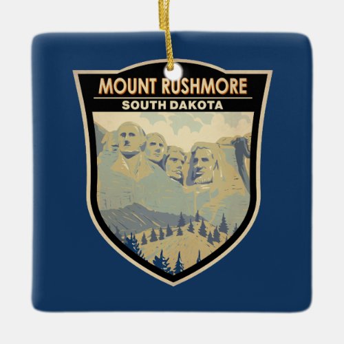 Mount Rushmore South Dakota Travel Art Vintage Ceramic Ornament