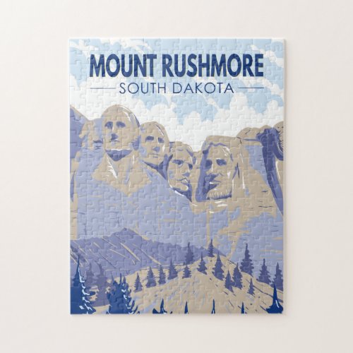 Mount Rushmore South Dakota Travel Art Vintage Jigsaw Puzzle