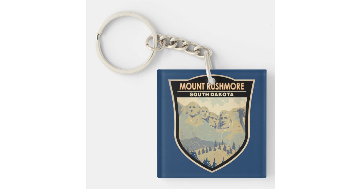 Mount Rushmore South Dakota Travel Art Vintage Keychain Zazzle