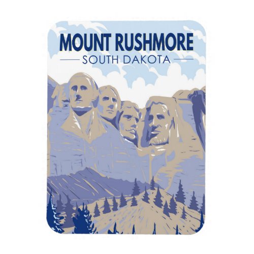 Mount Rushmore South Dakota Travel Art Vintage Magnet