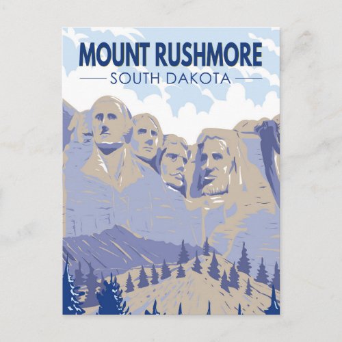 Mount Rushmore South Dakota Travel Art Vintage Postcard