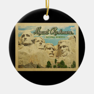 Mount Rushmore Vintage Travel National Memorial Ceramic Ornament