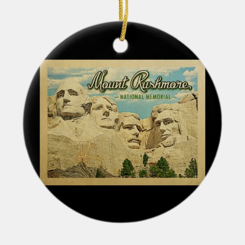 Mount Rushmore Vintage Travel National Memorial Ceramic Ornament