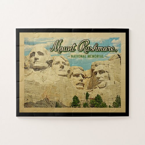 Mount Rushmore Vintage Travel National Memorial Jigsaw Puzzle