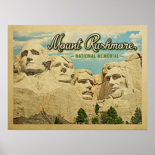 Mount Rushmore Vintage Travel Poster