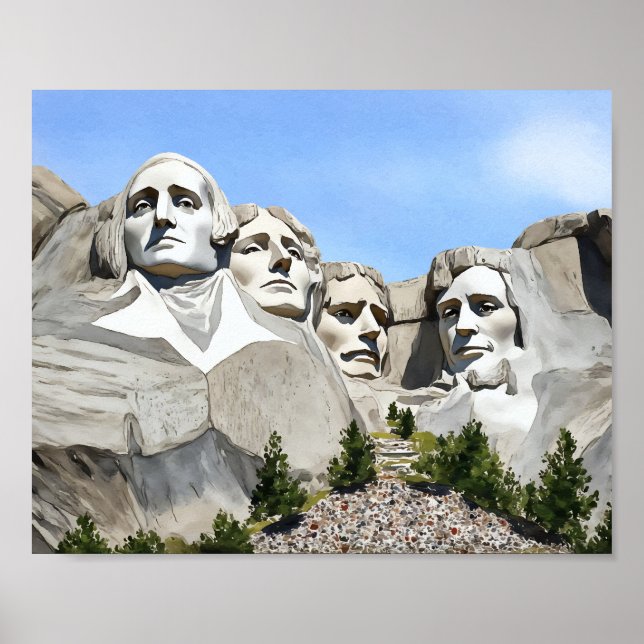 Mount Rushmore Watercolor Poster (Front)