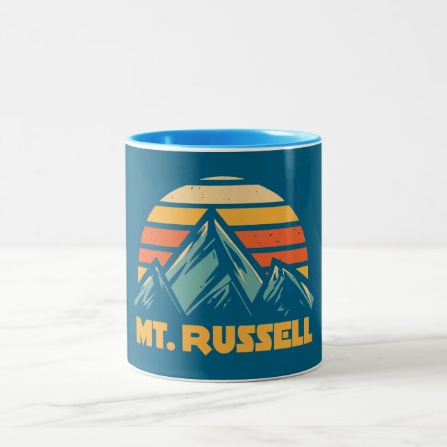 Mount Russell California Retro Turquoise Two-Tone Coffee Mug (Center)