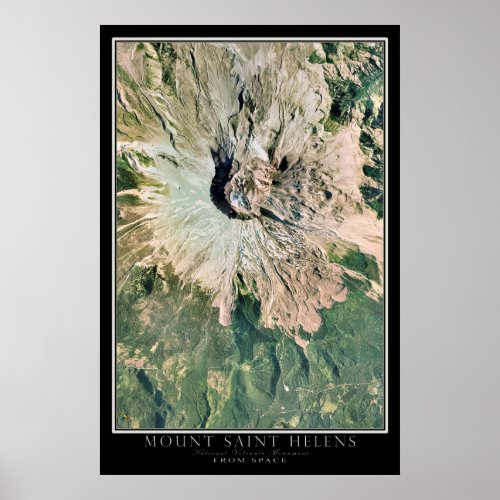 Mount Saint Helens National Monument Satellite Map Poster