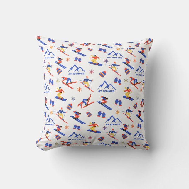 Mount Seymour Canada Ski seamless pattern Throw Pillow (Front)