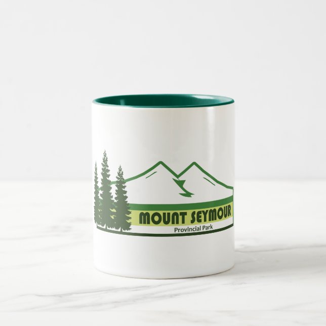 Mount Seymour Provincial Park Green Stripes Two-Tone Coffee Mug (Center)