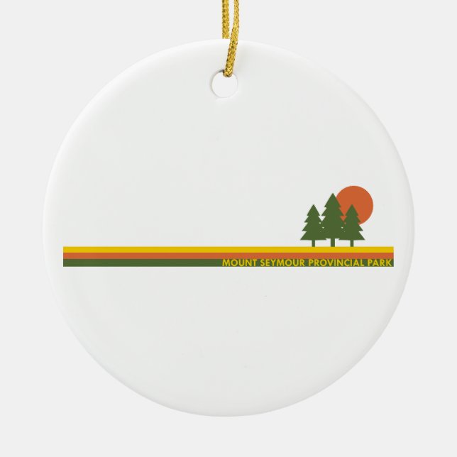 Mount Seymour Provincial Park Pine Trees Sun Ceramic Ornament (Front)