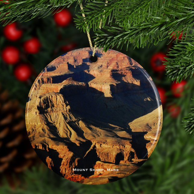 Mount Sharp on Planet Mars Photo Christmas Ceramic Ornament (Creator Uploaded)