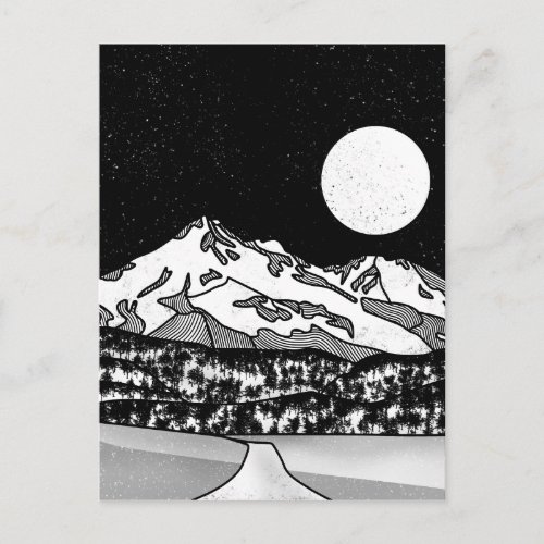 Mount Shasta Black and White Postcard