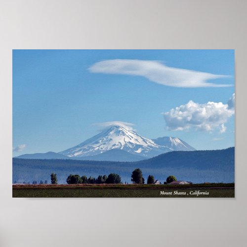 Mount Shasta California Mountains Volcano  Poster