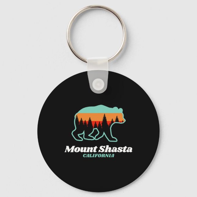 Mount Shasta California Skiing Snowboarding Bear  Keychain (Front)