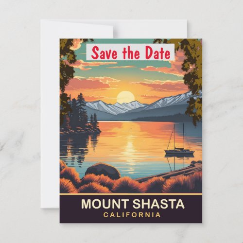 Mount Shasta California Travel Postcard  Save The Date