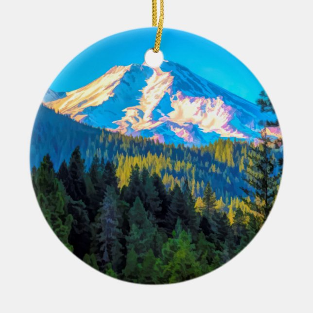 MOUNT SHASTA CERAMIC ORNAMENT (Front)