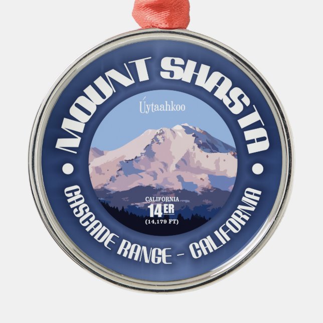 Mount Shasta Metal Ornament (Front)