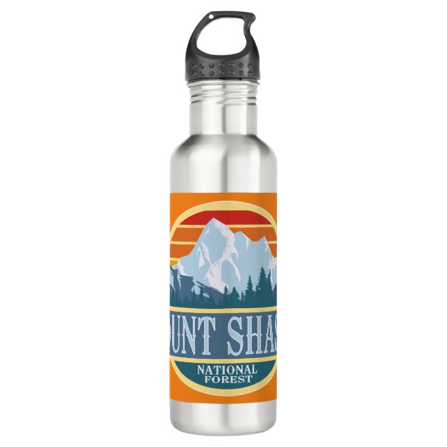 Mount Shasta National Forest Stainless Steel Water Bottle (Front)