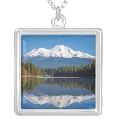 MOUNT SHASTA REFLECTED SILVER PLATED NECKLACE