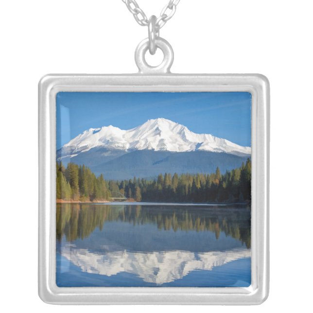 MOUNT SHASTA REFLECTED SILVER PLATED NECKLACE (Front)