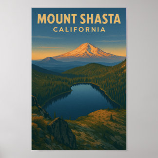 Mount Shasta Vintage Travel Poster – Northern Cali