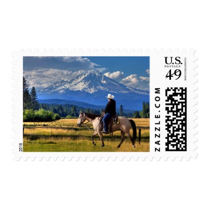 MOUNT SHASTA WITH HORSE AND RIDER POSTAGE