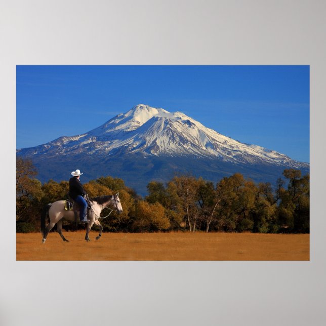 MOUNT SHASTA WITH HORSE AND RIDER POSTER (Front)