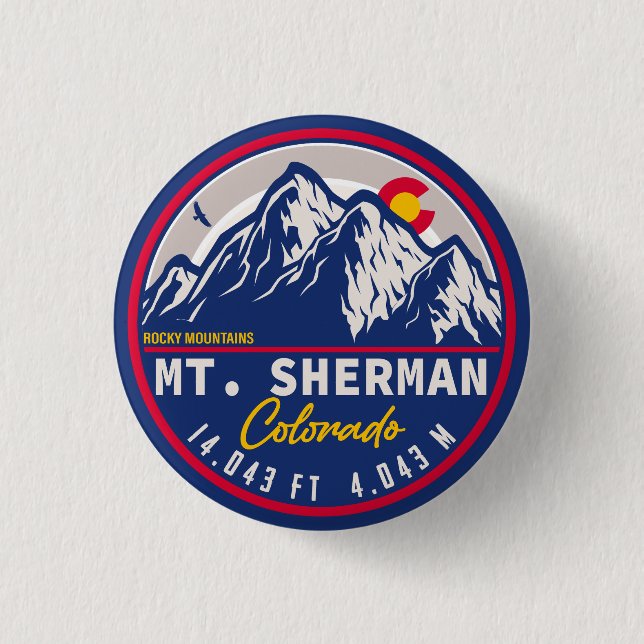Mount Sherman Colorado - 14ers fourteener hiking Button (Front)
