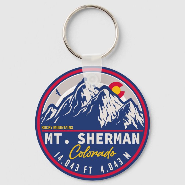 Mount Sherman Colorado - 14ers fourteener hiking Keychain (Front)