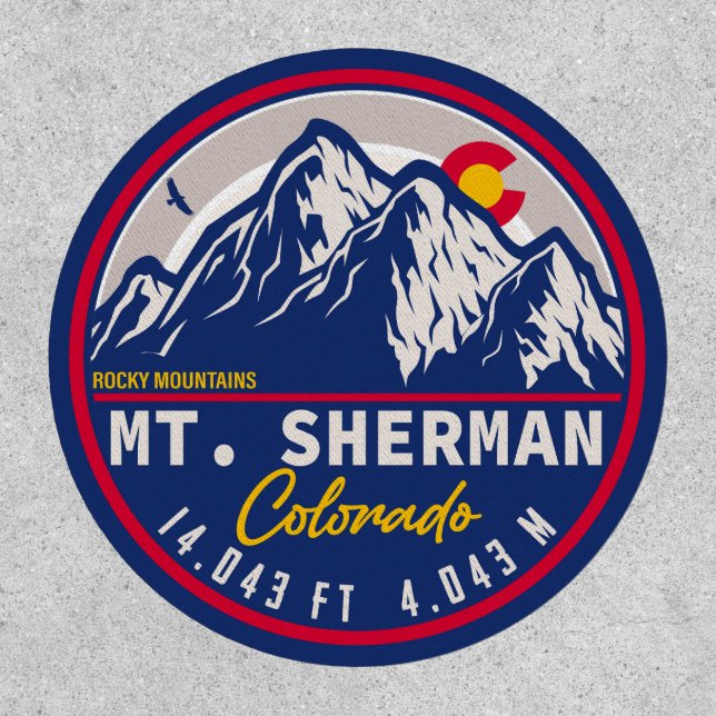 Mount Sherman Colorado - 14ers fourteener hiking Patch (Front)