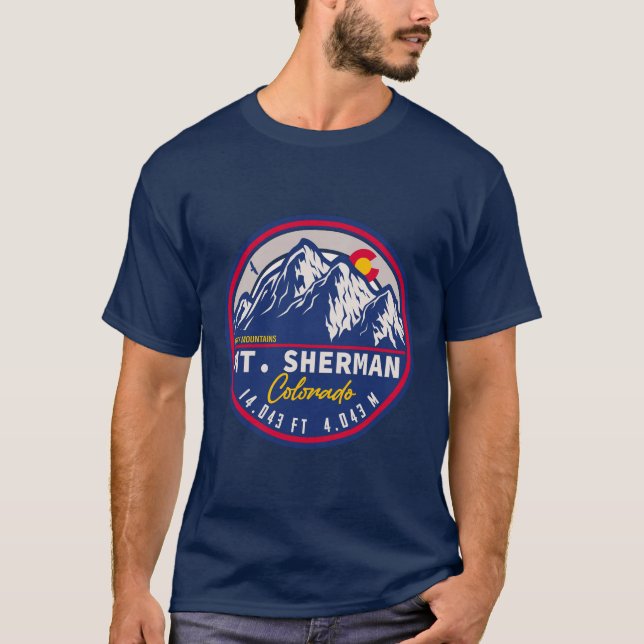 Mount Sherman Colorado - 14ers fourteener hiking T-Shirt (Front)