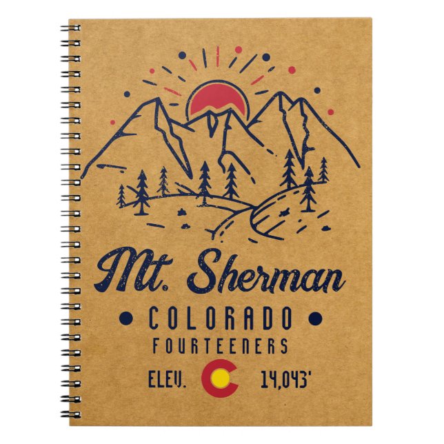 Mount Sherman Colorado 14ers Minimalist  Mountain Notebook (Front)