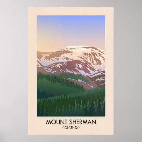 Mount Sherman Colorado USA Travel Poster