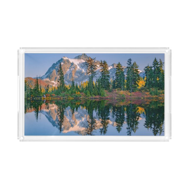 Mount Shuksan mirrored in Reflection Lake Acrylic Tray (Front)