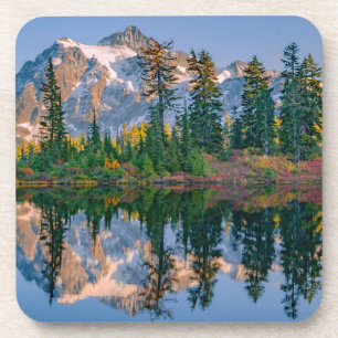 Mount Shuksan mirrored in Reflection Lake Beverage Coaster