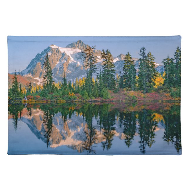Mount Shuksan mirrored in Reflection Lake Cloth Placemat (Front)