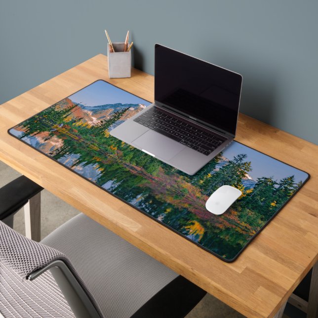 Mount Shuksan mirrored in Reflection Lake Desk Mat (Office 2)