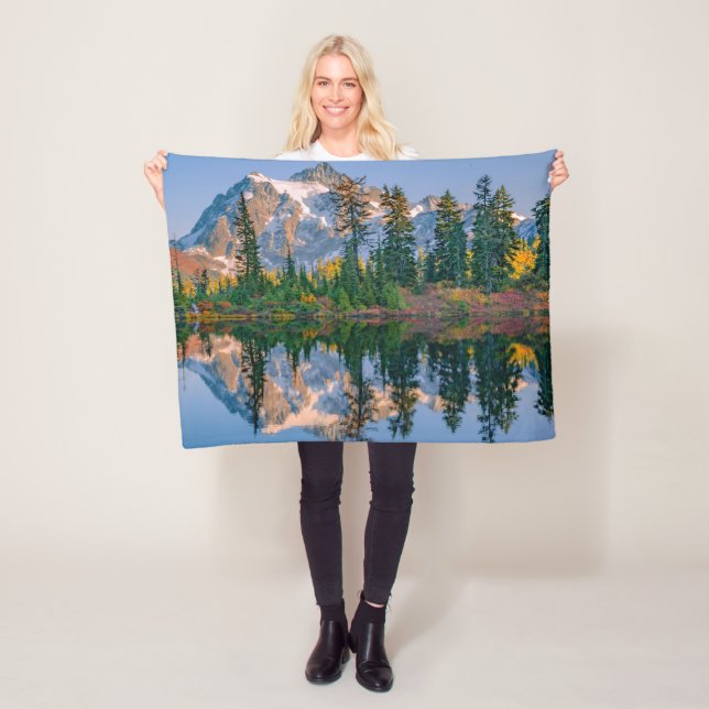 Mount Shuksan mirrored in Reflection Lake Fleece Blanket (In Situ)
