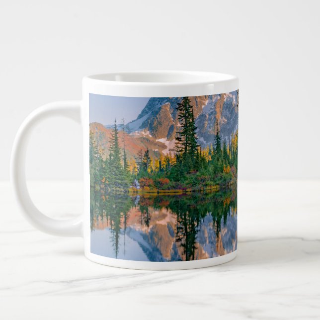 Mount Shuksan mirrored in Reflection Lake Giant Coffee Mug (Left)