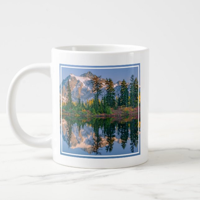 Mount Shuksan mirrored in Reflection Lake Giant Coffee Mug (Left)